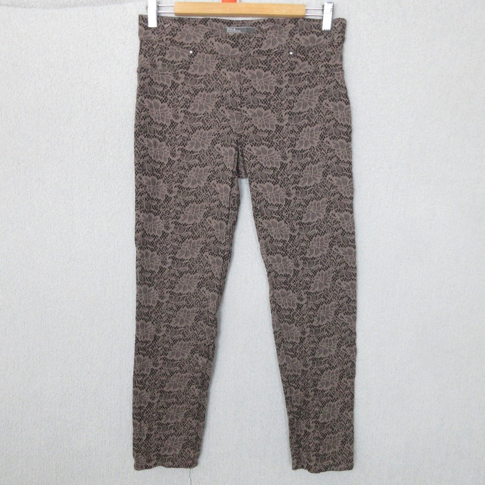 89th & Madison‎ Floral Lace Print Pants, Stretch Leggings, Small, Women